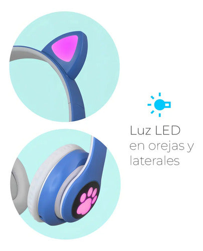 Auriculares Gamer Inalámbricos Cat Gaming Lef-1058 Verde Con Luz Led
