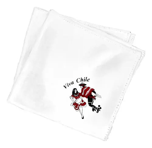 Pack 12 Pañuelo Cueca Estampado Fiestas Patrias Y Danzas Blanco Surtido
