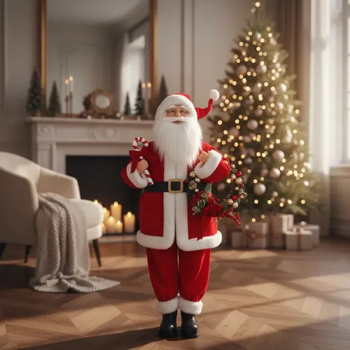 Muñeco Santa Con Dulces Animatronic Decoracion Navidad 115cm Rojo