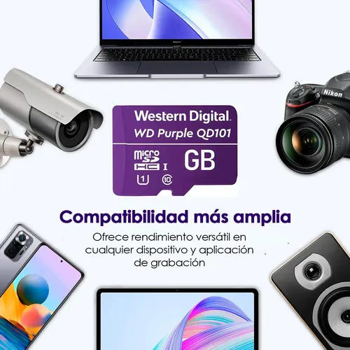 Tarjeta De Memoria Microsd 256gb Wd Purple Sdxc Clase 10 4k