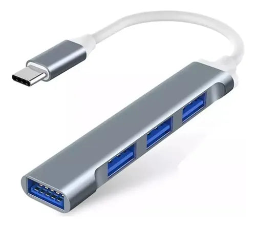 Adaptador Extension Hub Type Tipo C A 4 Puertos Usb3.0 5gbsp Gris