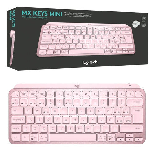 Teclado Inalambrico Logitech Mx Keys Mini Recargable Usb-c Rosado Español España
