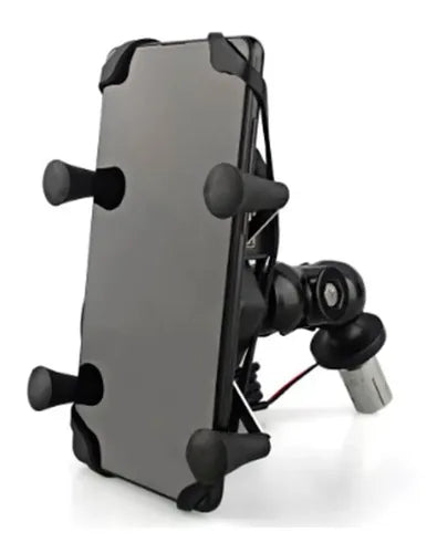 Soporte De Celular Cargador Para Moto Al Espejo 8 Y 10mm Negro