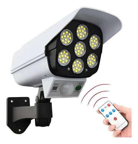 Pack De 4 Focos Tipo Cámara De Seguridad Sensor + Control Blanco