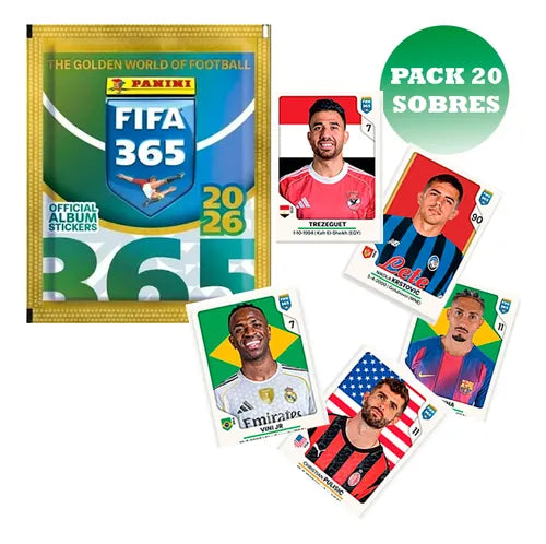 Pack 20 Sobres Fifa 365 2026 Original Panini 100 Laminas
