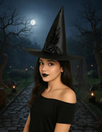 Sombrero Gorro Bruja Disfraz Halloween Rosa Encaje Elegante Negro Encaje