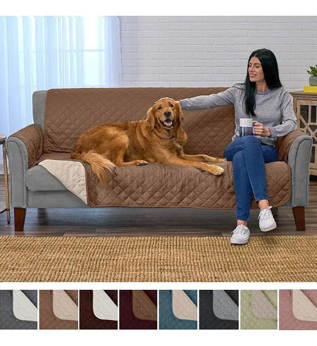 Funda Cubre Sofa  2 Cuerpos Antiderrame Protector Mascotas Marrón