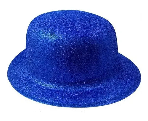 12 Gorros Chaplin Escarchado Fiestas Celebraciones Hora Loca Surtido
