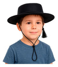 Sombrero Huaso Elegante Infantil Cueca Fechas Patrias Negro Negro 48cm Lisa