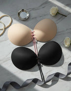 Sujetador Adhesivo Sin Tirantes Brasier Invisible Push Up Negro Liso 38