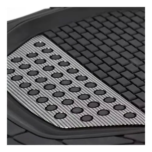 Alfombra Goma Cubre Piso Auto Universal Set 4 Piezas Negro