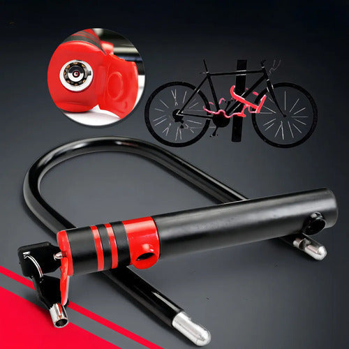 Candado U Lock Para Bicicleta Y Moto 2 Llaves Anti Robo Color Negro