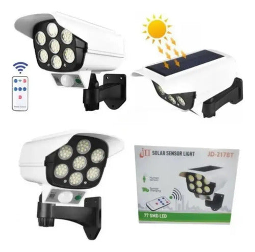 Pack De 4 Focos Tipo Cámara De Seguridad Sensor + Control Blanco