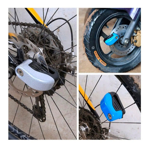 Candados Al Disco Moto Y Bici Con Alarma Bloqueo Antirrobo Plateado
