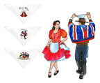 Pack 12 Pañuelo Cueca Estampado Fiestas Patrias Y Danzas Blanco Surtido