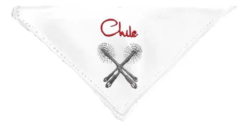 Pañuelo De Cueca Bordado Fiestas Patrias Danzas Espuela Blanco Espuela
