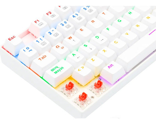 Teclado Gamer Redragon Kumara K552w Red Rainbow Tkl Ag Nkro Blanco Español Latinoamérica