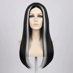 Peluca Morticia Addams Halloween Negr0