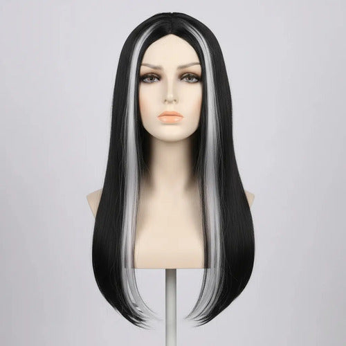 Peluca Morticia Addams Halloween Negr0