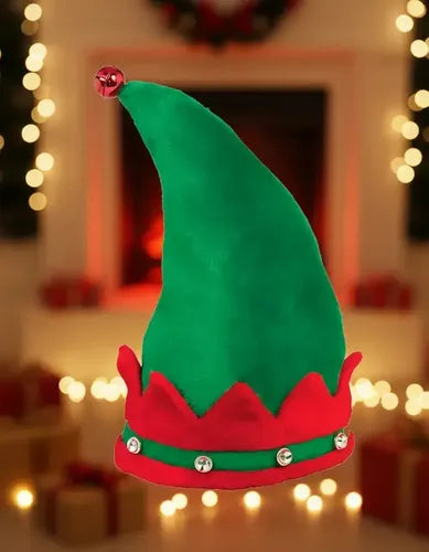 Sombrero Gorro Navidad Duende Elfo Con Sonajera Navideño Verde