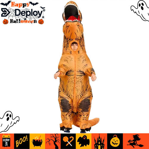 Traje Inflable Dinosaurio Tiranosaurio-rex Halloween Fiestas Niños 120-150cm Marrón 120-150 Cm
