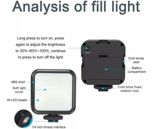 Kit De Grabación Con Micrófono Luz Led Y Soporte Tripode Color Negro
