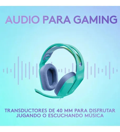 Logitech G335 Audífonos Con Cable Para Gaming Celeste Mint