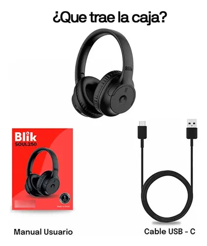 Audifonos Inalambrico Blik Soul250 Bluetooth 5.4 Bateria 20h Negro