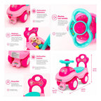 Correpasillo Andador Auto Maleta Bocina Respaldo 18-36 Meses Rosa