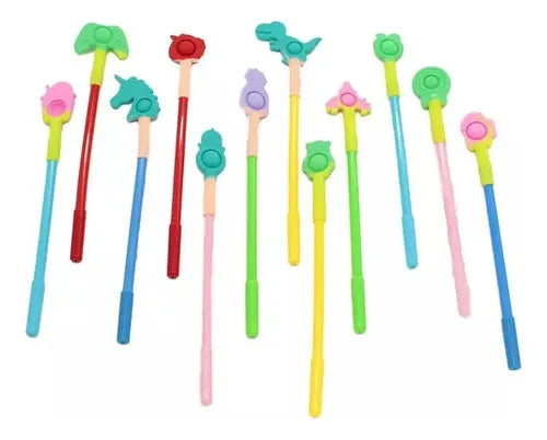 Set 12 Lapices Pop It Kawaii Divertido Niños Varios