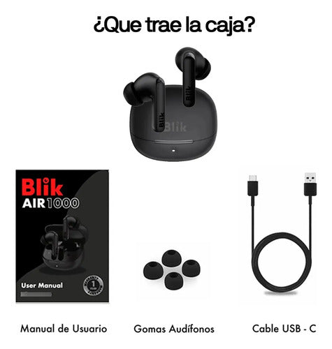 Audifonos Inalambricos Blik Air1000 Tws Anc Enc 25hrs Ipx4 Negro
