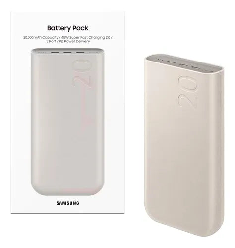 Cargador Portatil Bateria Power Bank Samsung 20.000mah 45w Beige