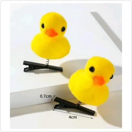 Pack 2 Ganchito Pinza Patito Kawai Horquilla Pollito Cabello Amarillo