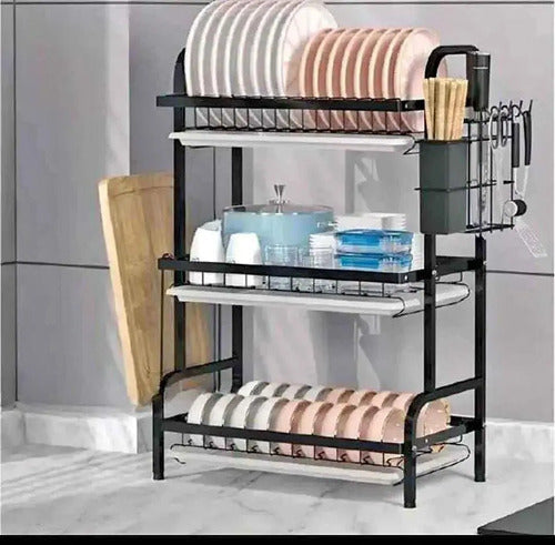 Secador Escurridor De Loza Platos 3 Niveles  Negro