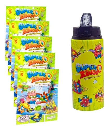 Pack 5 Superzings Twopack Coleccionables + 1 Botella Serie 3