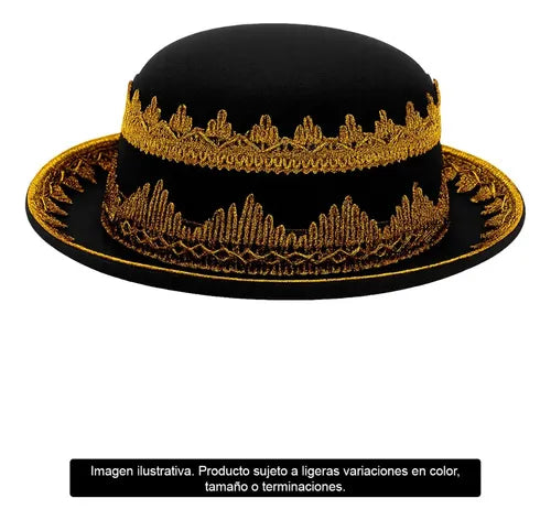 Gorro Caporal Sombrero Fiestas Patria Y Danzas Tradicionales Negro Estandar Lisa