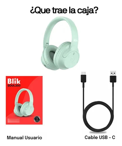 Audifono Inalambricos Blik Soul250 Bateria 20h Bluetooth 5.4 Verde