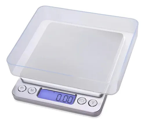 Pesa Gramera Joyería Y Cocina Precisión 0.1 - 2000g Báscula Plateado