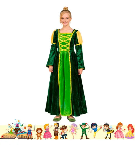 Disfraz Vestido Fiona Cuentos Infantiles Dia Del Libro Niñas Verde